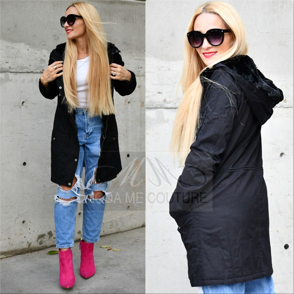 Black Fur Lined Parka - Picture 4 of 4